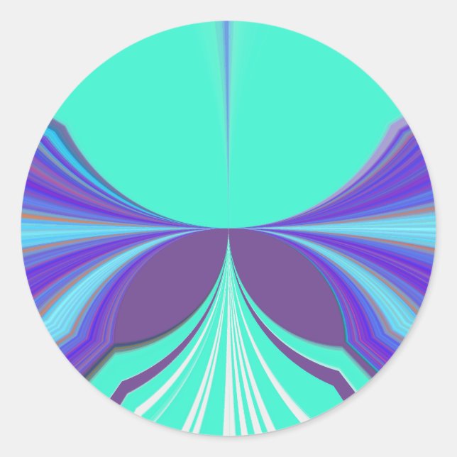 Adesivo Redondo Belo e espantoso Design de padrão ciano roxo (Frente)