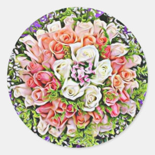 Adesivo Redondo Belo envelope de rosa do casamento: selos