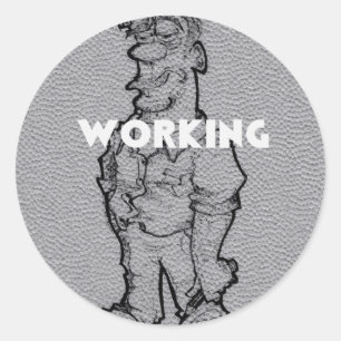 Adesivo Redondo Belo Esboço do Lápis: Trabalhando Horas Extraordin