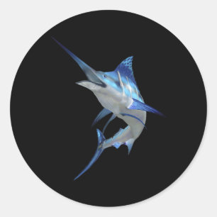 Adesivo Redondo Belo espadim azul de pesca com palha curta