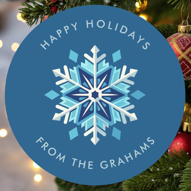 Adesivo Redondo Belo Feriado de Natal em Floco de Neve (Criador carregado)