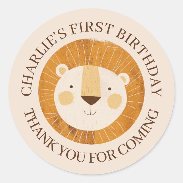 Adesivo Redondo Belo Leão Sarafi Aniversário Obrigado Sticker (Frente)