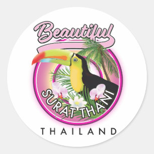Adesivo Redondo Belo logotipo de Surat Thani Tailândia