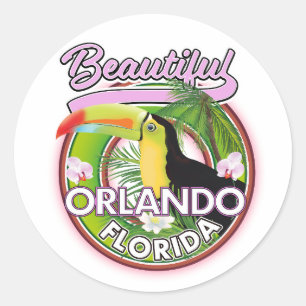 Adesivo Redondo Belo logotipo de viagem Miami Orlando
