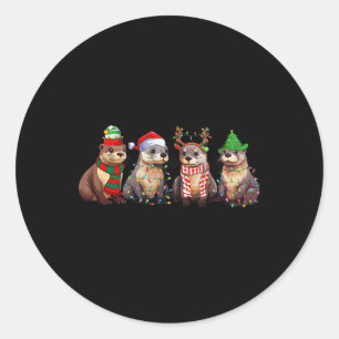 Adesivo Redondo Belo Natal Pajama Diversão Xmas Luz Animal