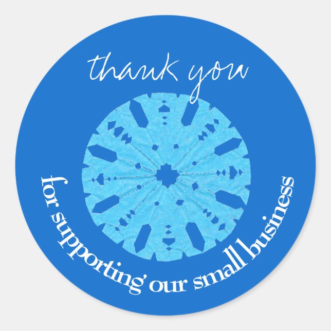 Adesivo Redondo Belo obrigado de cliente azul (Frente)