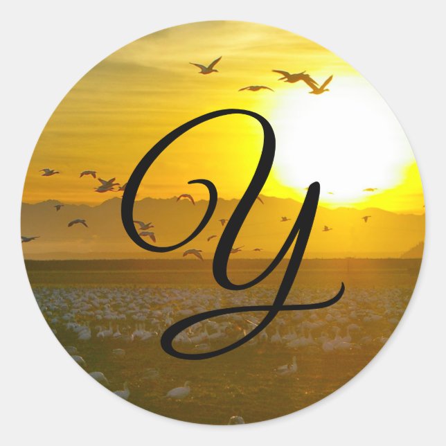 Adesivo Redondo Belo Ouro — Selos de envelopes sunset monogramas (Frente)