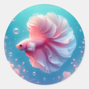 Adesivo Redondo Belo Peixe-Betta Rosa