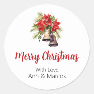 Adesivo Redondo Belo Poinsettias Greenerage Foliage Natal