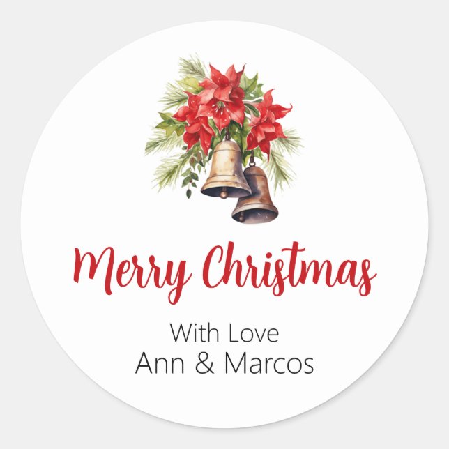 Adesivo Redondo Belo Poinsettias Greenerage Foliage Natal (Frente)