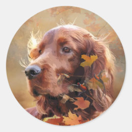 Adesivo Redondo Belo Red Setter Irlandês