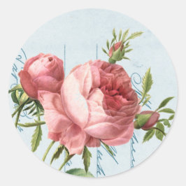 Adesivo Redondo Belo rosa de colheita
