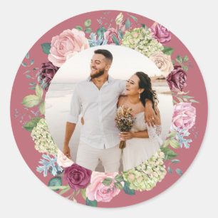 Adesivo Redondo Belo Rosa Spray Photo Sticker
