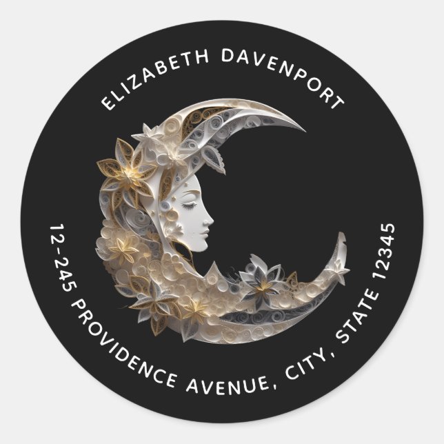 Adesivo Redondo Belo rosto no endereço da lua (Frente)