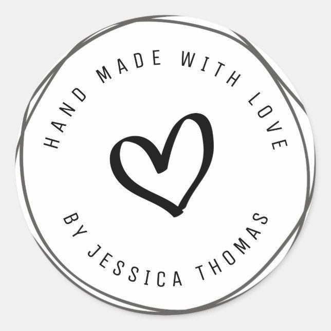 Adesivo Redondo belo script Handmade business Sticker (Frente)