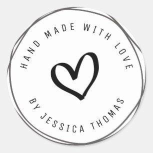 Adesivo Redondo belo script Handmade Business Sticker