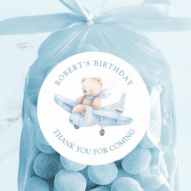 Adesivo Redondo Belo Urso De Teddy Aniversário Obrigado Sticker (Criador carregado)