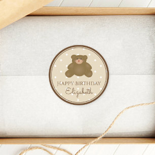 Adesivo Redondo Belo Urso de Teddy Beer Primeira Festa de anivers