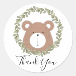 Adesivo Redondo Belo Urso Obrigado, Sticker
