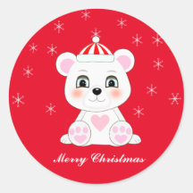 Belo Urso Polar de Natal e Flocos de Neve em Verme