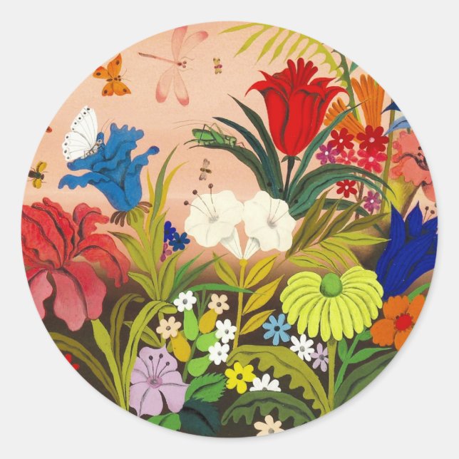 Adesivo Redondo Belo Vinheta Ronda de Jardim (Frente)