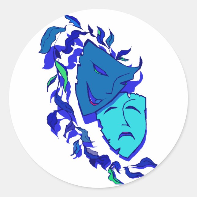 Adesivo Redondo Belos Máscaras de Teatro (Frente)