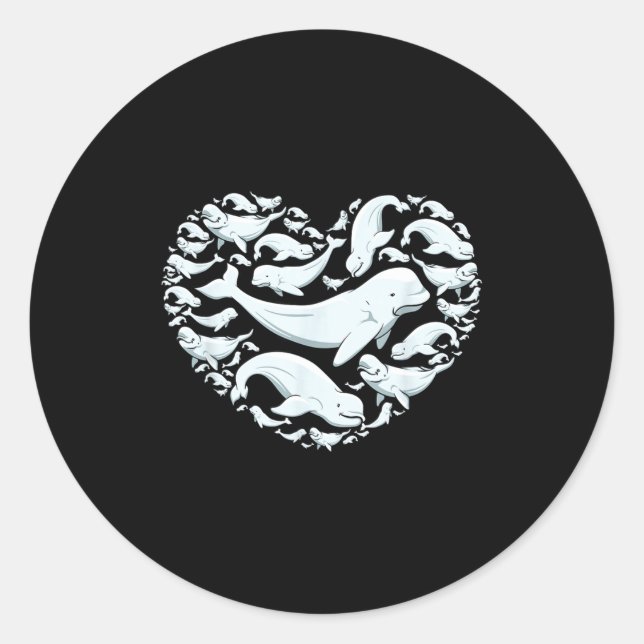 Adesivo Redondo Beluga Whales Valentine Days For Kids Boy Girl Men (Frente)