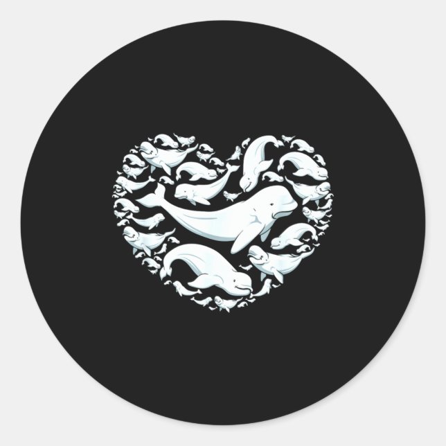 Adesivo Redondo Beluga Whales Valentine Days For Kids Boy Girl Men (Frente)
