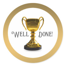 Bem-Concluído Trophy Classic Round Sticker