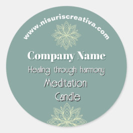 Adesivo Redondo Bem-estar do consultor Zen Lotus Teal