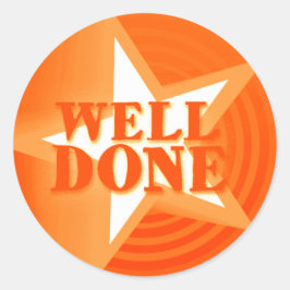 Adesivo Redondo Bem feito, elogio estelar laranja