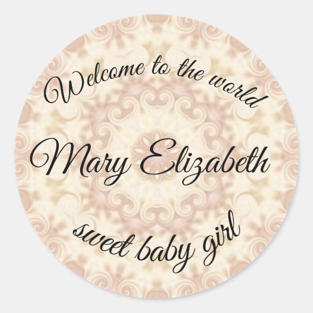 Adesivo Redondo bem-vinda à doce menina do mundo (Frente)