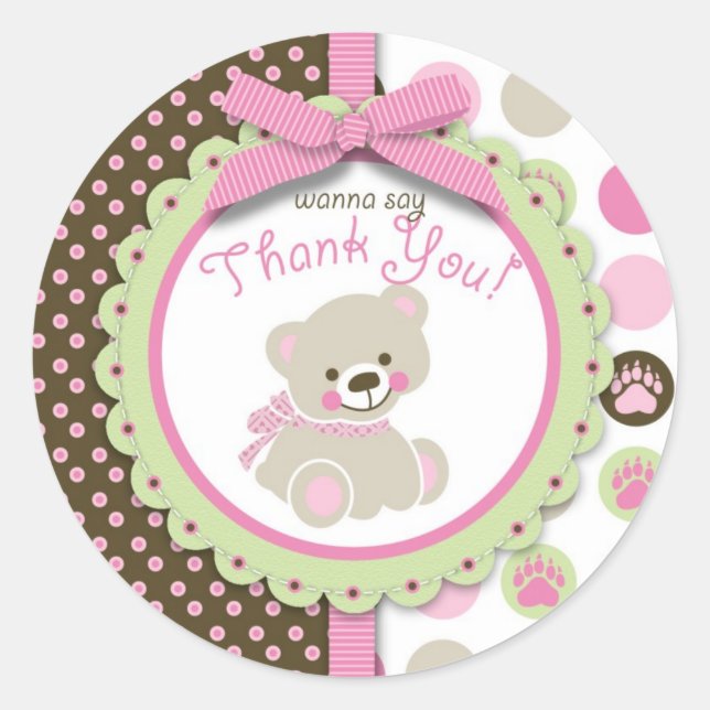 Adesivo Redondo Bem-vinda Bear Girl TY Sticker (Frente)