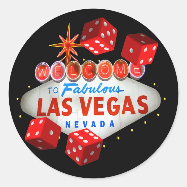 Adesivo Redondo Bem-vindo a Las Vegas + Dice Stickers (Frente)