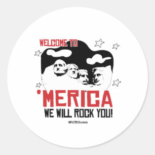 Adesivo Redondo Bem-vindo a Merica - Nós vamos te atacar