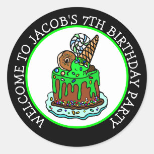 Adesivo Redondo Bem-vindo à minha Festa de aniversário