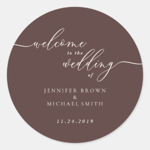 Adesivo Redondo Bem-vindo ao casamento Chocolate Brown Signature