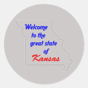 Adesivo Redondo Bem-vindo ao Estado excelente do Kansas (Missouri)