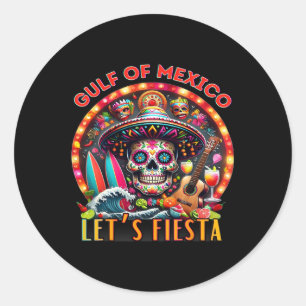 Adesivo Redondo Bem-Vindo Ao Golfo Do México Cinco De Mayo Retro B