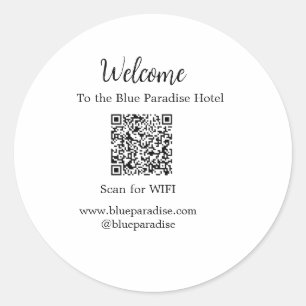 Adesivo Redondo Bem-vindo ao restaurante do hotel villa scan QR WI