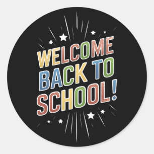 Adesivo Redondo Bem-vindo de volta ao Professor do Primeiro Dia da