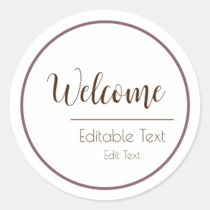 Adesivo Redondo Bem-vindo Design Simples Minimalis