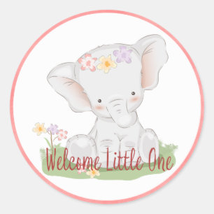 Adesivo Redondo Bem-vindo Pequeno Um Elefante Bebê