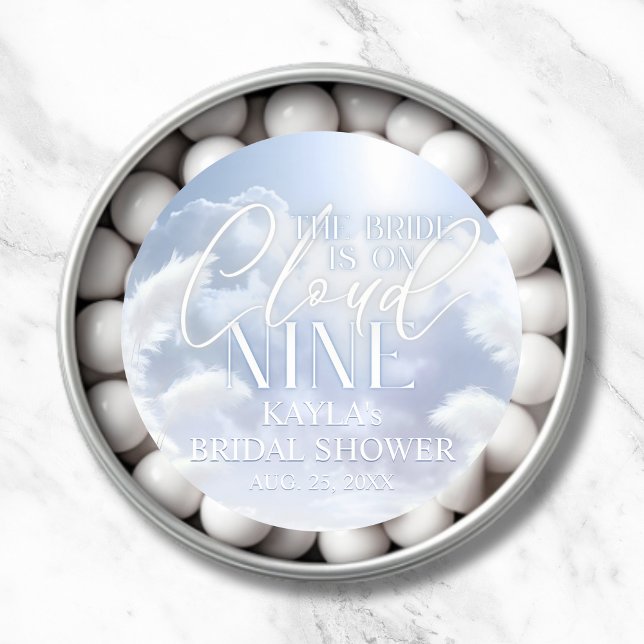 Adesivo Redondo Bem-vindo Sinal Na Nuvem Nove 9 Pampas Chá de Noiv (Welcome Sign On Cloud Nine 9 Pampas Bridal Shower Classic Round Sticker)