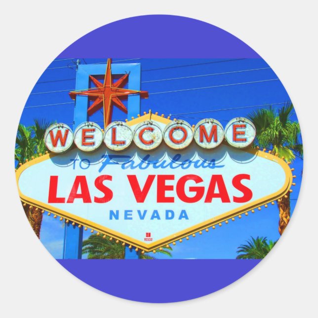 Adesivo Redondo Bem-vindos a Las Vegas Sign Round Stickers (Frente)