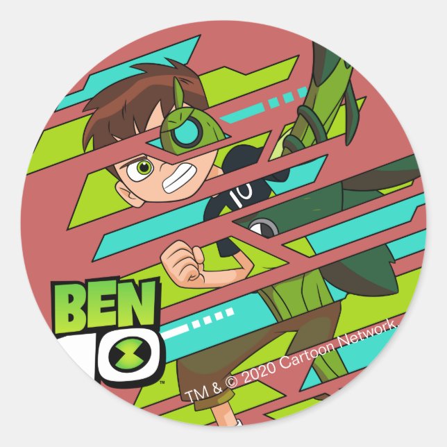 Adesivo Redondo Ben 10 Transformação de DNA selvagem (Frente)