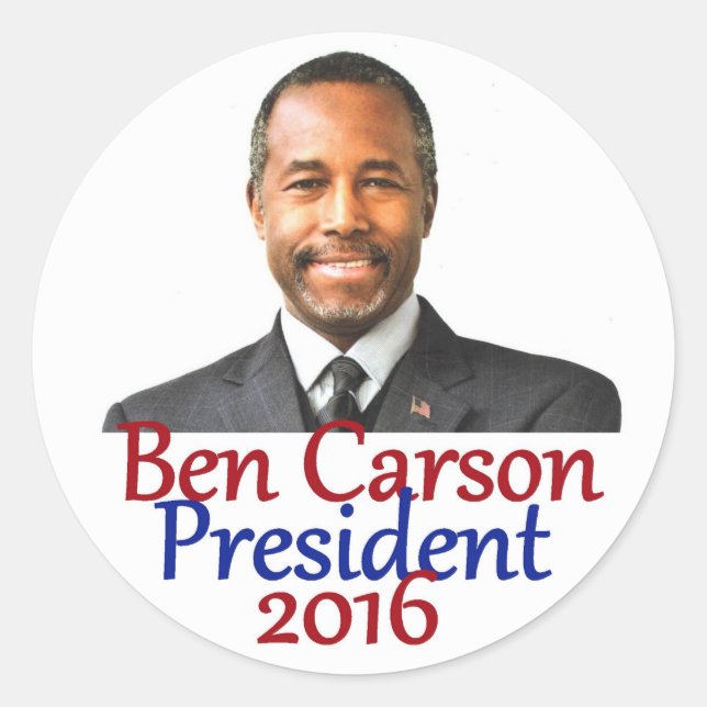 Adesivo Redondo Ben CARSON 2016 (Frente)