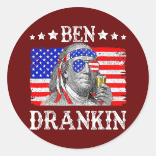 Adesivo Redondo Ben Drankin 4 De Julho Benjamin Franklin Men