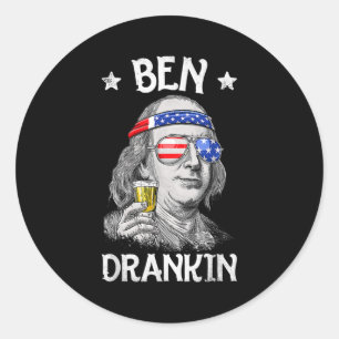 Adesivo Redondo Ben Drankin 4 de julho Benjamin Franklin Men