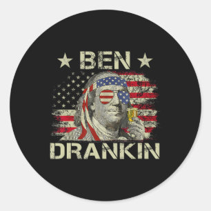 Adesivo Redondo Ben Drankin Benjamin Franklin 4 De Julho Engraçado